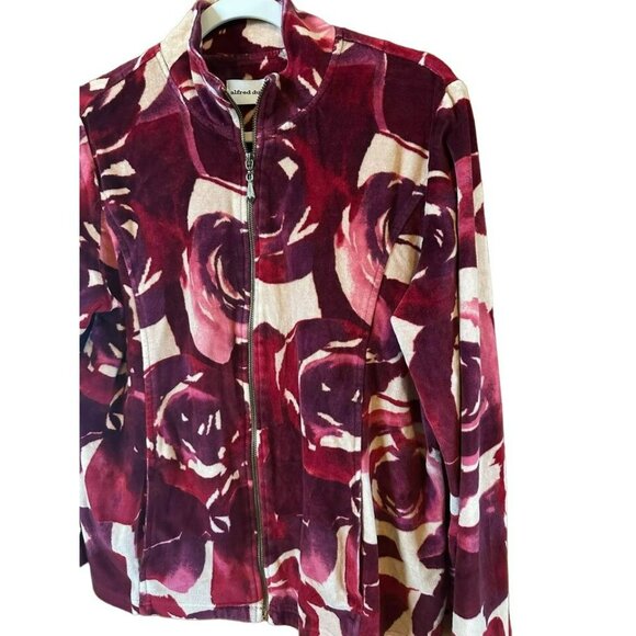 Alfred Dunner Ladies Abstract Pink Rose Soft Comfortable Zip Up Jacket SZ 12 - Picture 3 of 6